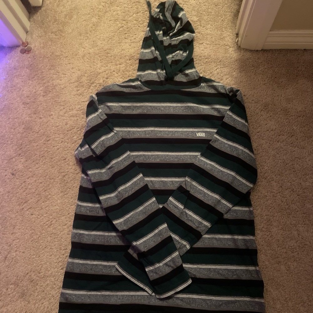 Vans Green and Gray Striped Hoodie
